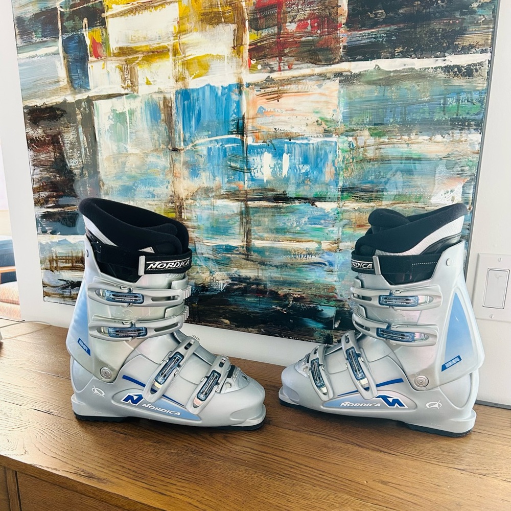Nordica Silver and Blue Ski Boots